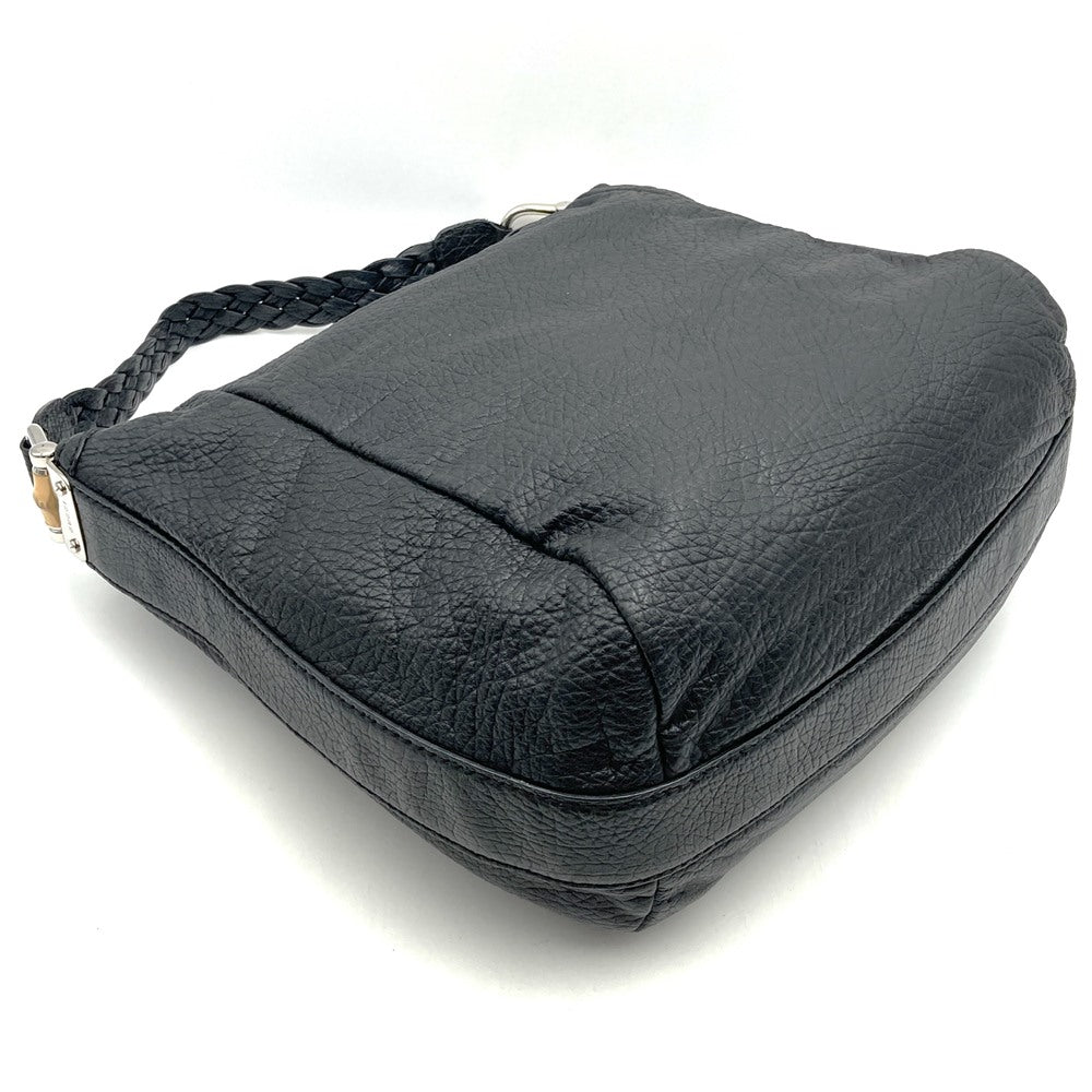 Gucci 257090 Bamboo Handbag/Shoulder Bag Leather Black Pre-owned