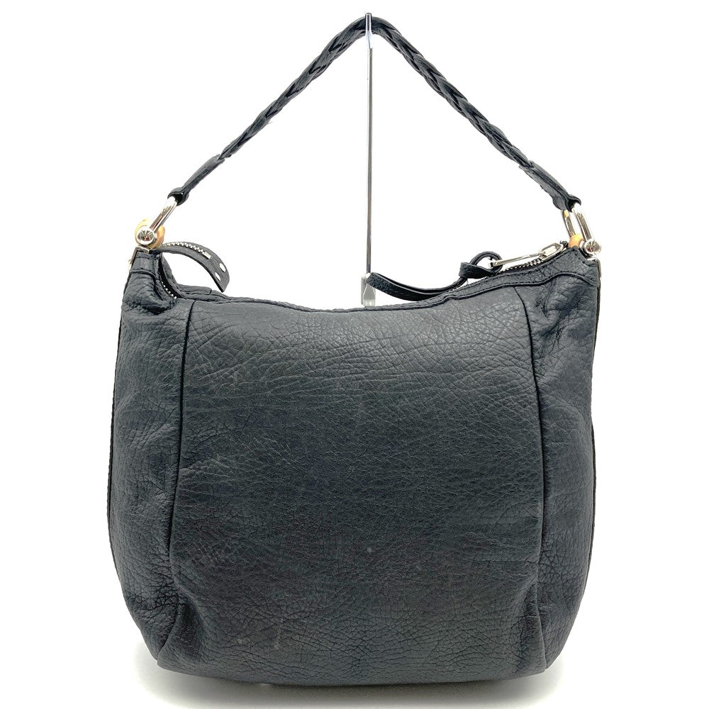 Gucci 257090 Bamboo Handbag/Shoulder Bag Leather Black Pre-owned