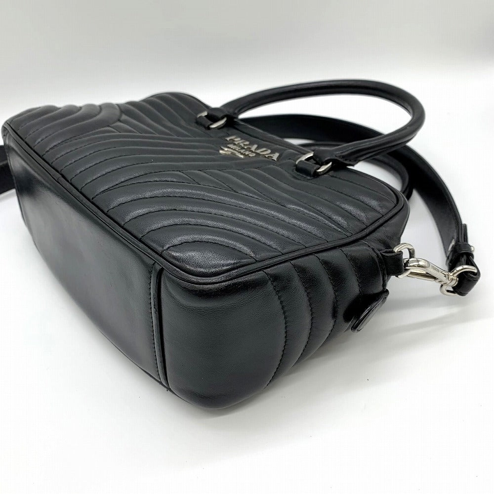 PRADA Diagram Handbag/Shoulder Bag, 2-way, Crossbody, Leather, Black, Women's/Men's, Brand PRE-OWNED