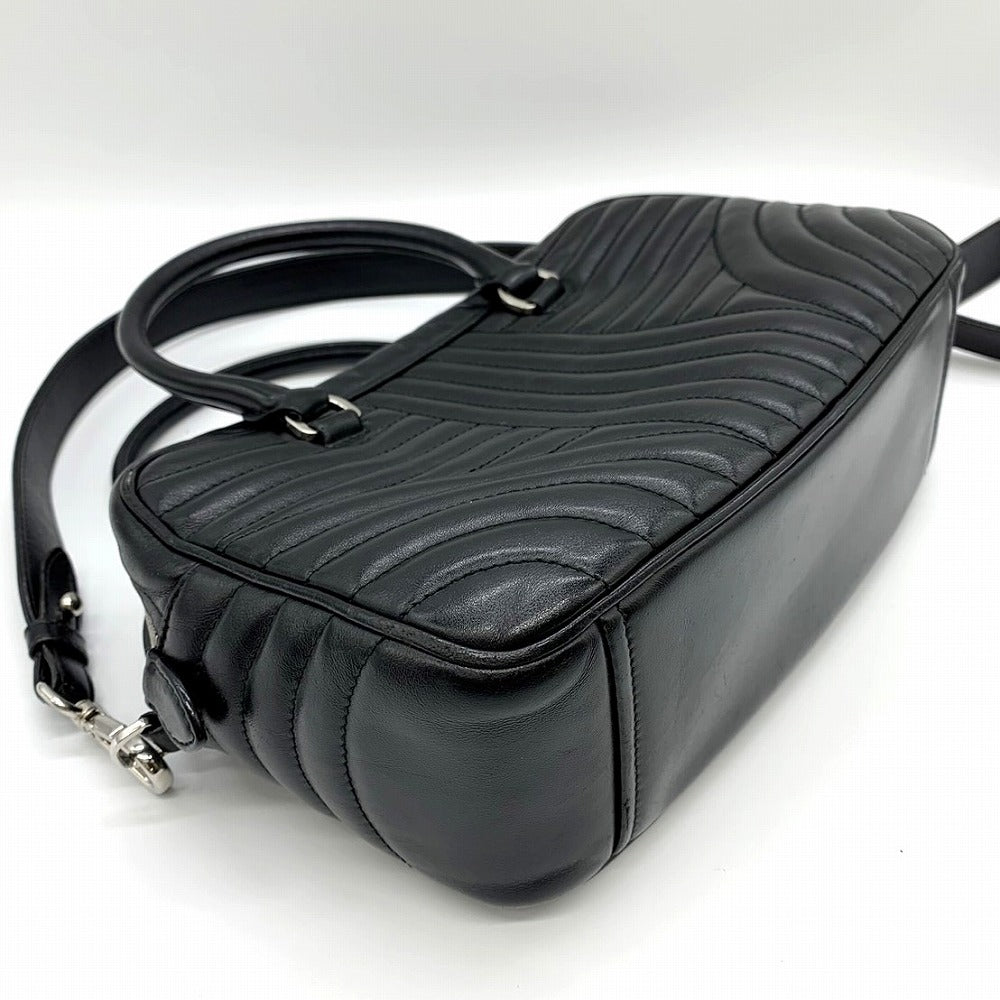 PRADA Diagram Handbag/Shoulder Bag, 2-way, Crossbody, Leather, Black, Women's/Men's, Brand PRE-OWNED