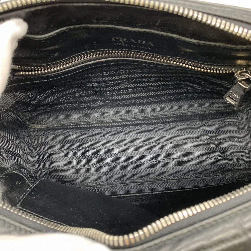 PRADA Diagram Handbag/Shoulder Bag, 2-way, Crossbody, Leather, Black, Women's/Men's, Brand PRE-OWNED