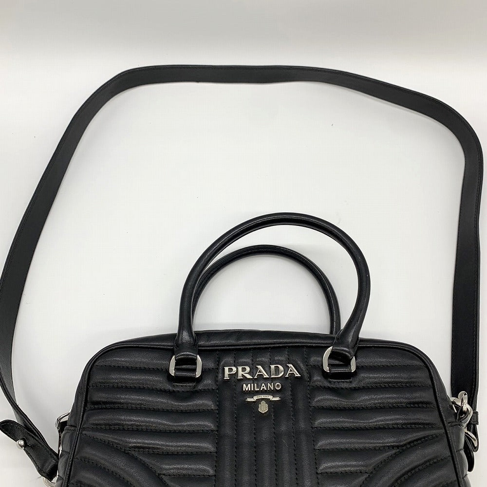 PRADA Diagram Handbag/Shoulder Bag, 2-way, Crossbody, Leather, Black, Women's/Men's, Brand PRE-OWNED