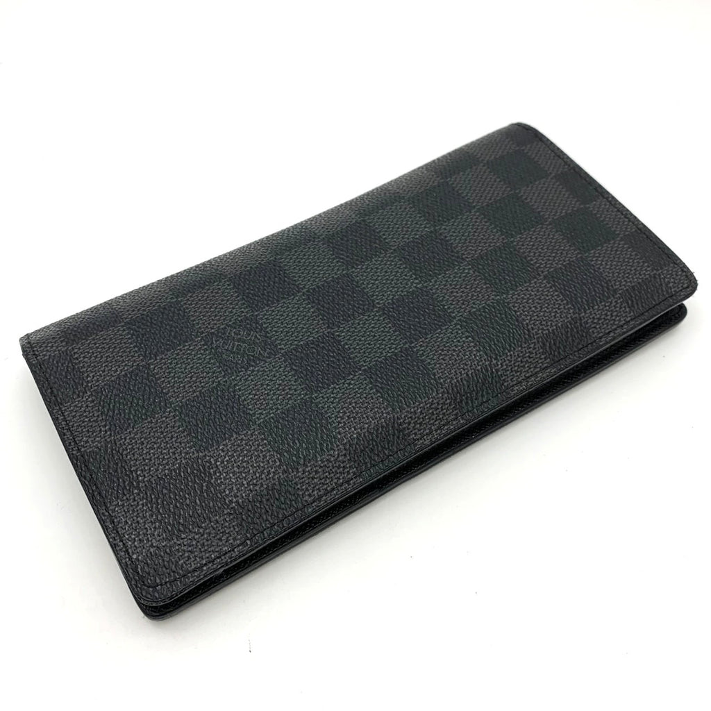 Louis Vuitton M62665 Portefeuille Brazza Long Wallet Damier Canvas Black Pre-owned