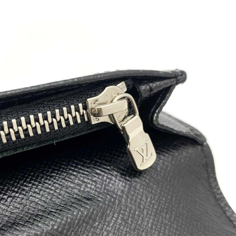Louis Vuitton M62665 Portefeuille Brazza Long Wallet Damier Canvas Black Pre-owned