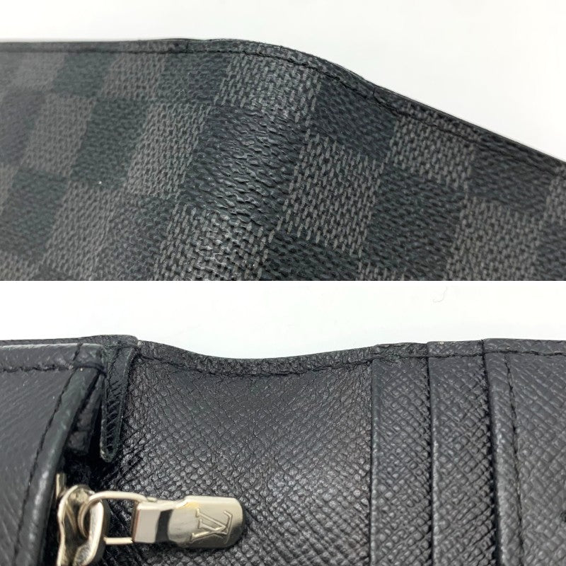 Louis Vuitton M62665 Portefeuille Brazza Long Wallet Damier Canvas Black Pre-owned