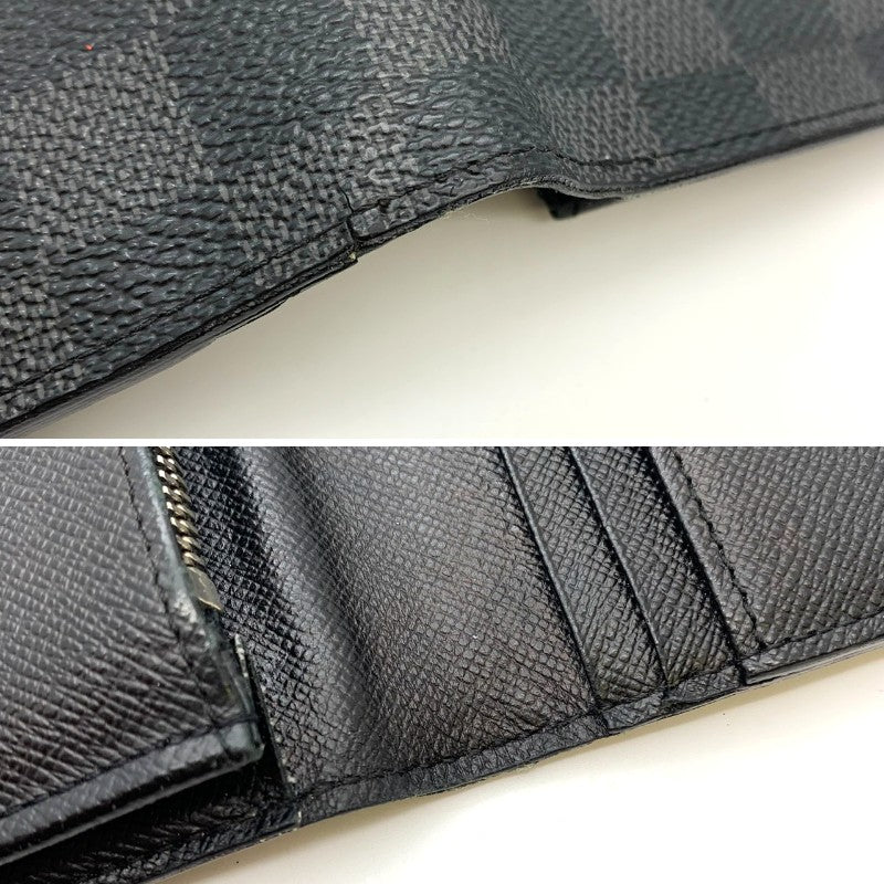 Louis Vuitton M62665 Portefeuille Brazza Long Wallet Damier Canvas Black Pre-owned