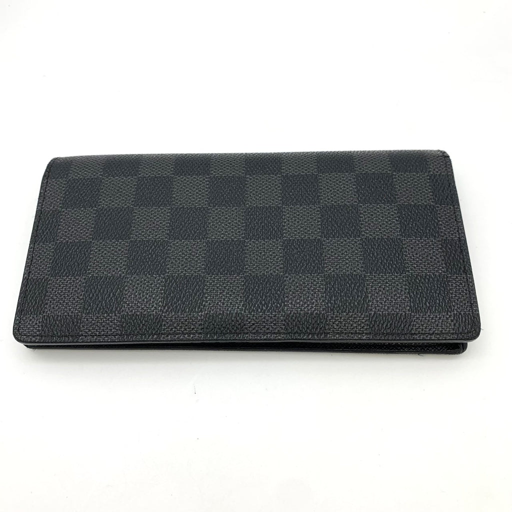 Louis Vuitton M62665 Portefeuille Brazza Long Wallet Damier Canvas Black Pre-owned