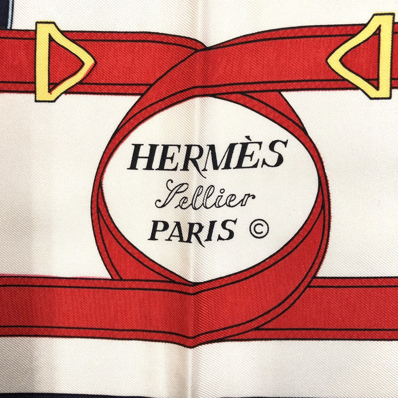 Hermès Carré 90 Éperon d'Or Scarf Silk Navy Pre-owned