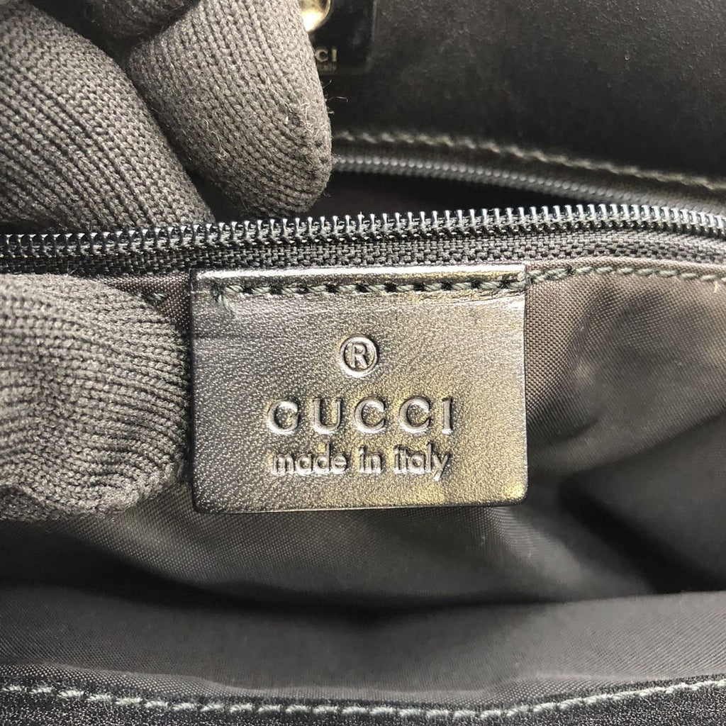 GUCCI 002 1080 Handbag, Nylon Leather, Black, Women's/Men's, Vintage Fashion Brand, PRE-OWNED, Gift