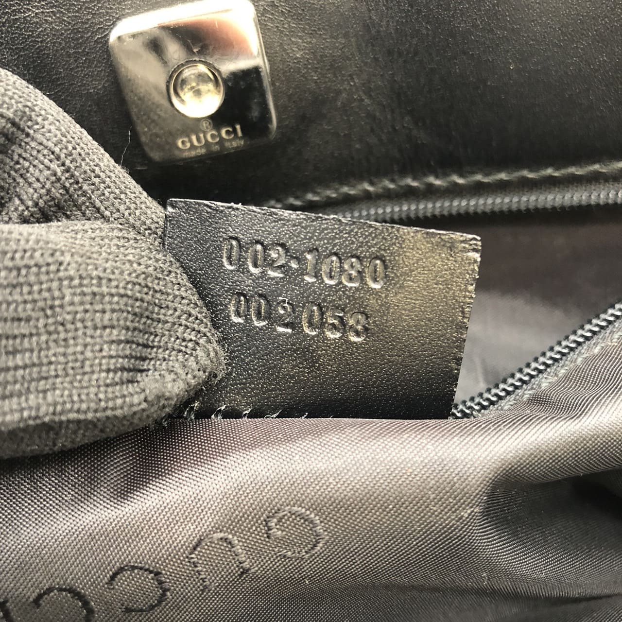 GUCCI 002 1080 Handbag, Nylon Leather, Black, Women's/Men's, Vintage Fashion Brand, PRE-OWNED, Gift