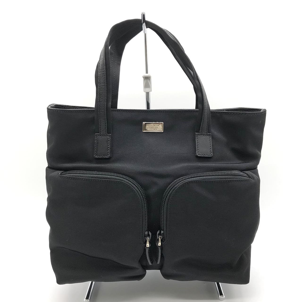 GUCCI 002 1080 Handbag, Nylon Leather, Black, Women's/Men's, Vintage Fashion Brand, PRE-OWNED, Gift