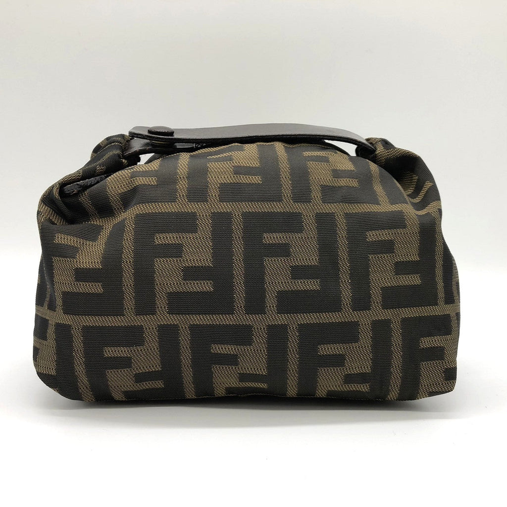 Fendi 2262226540009 Pouch Khaki Brown Nylon/Leather Zucca PRE-OWNED