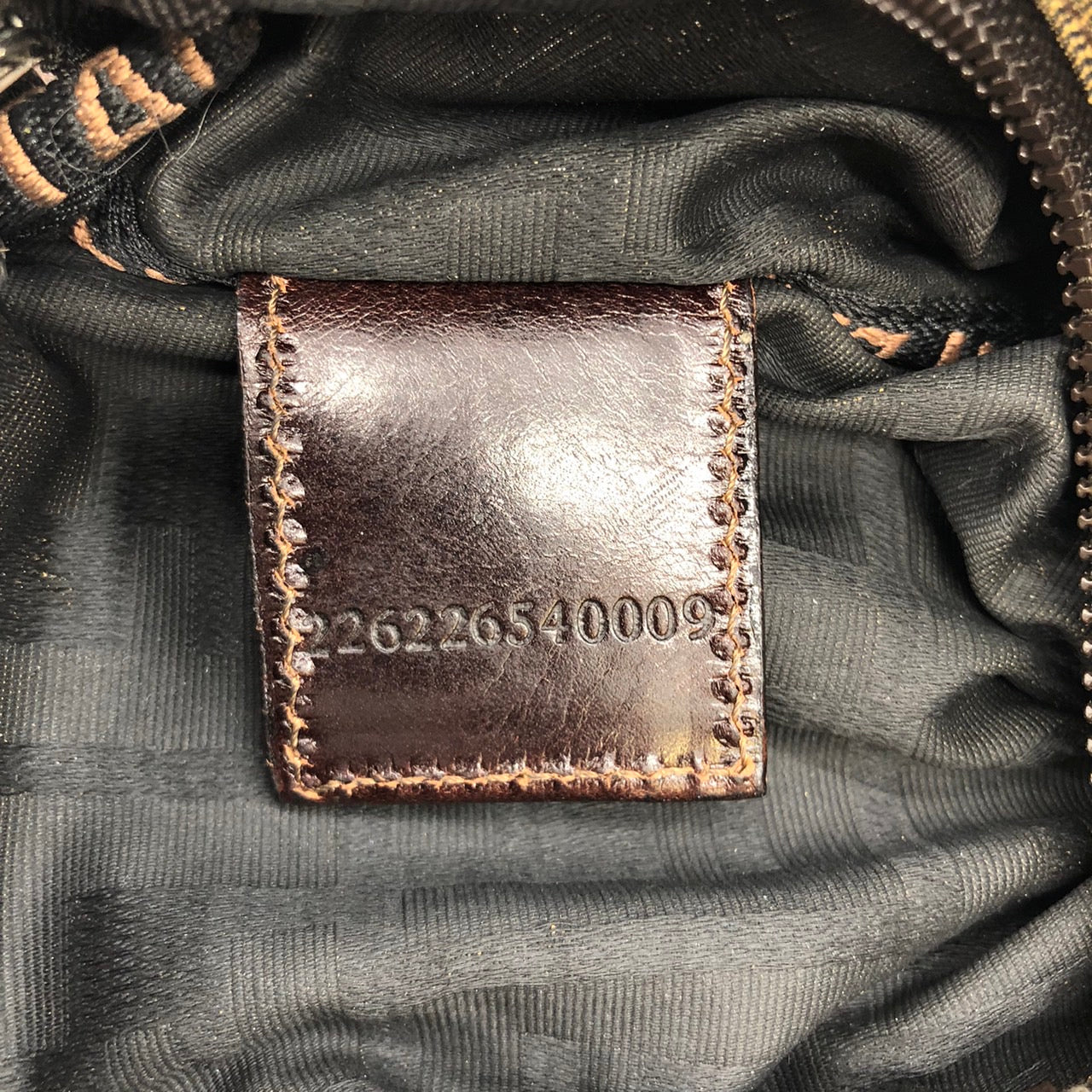 Fendi 2262226540009 Pouch Khaki Brown Nylon/Leather Zucca PRE-OWNED