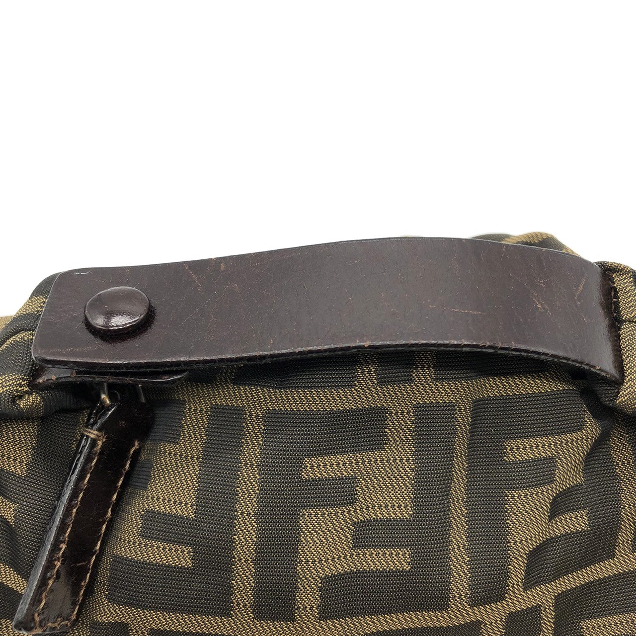 Fendi 2262226540009 Pouch Khaki Brown Nylon/Leather Zucca PRE-OWNED