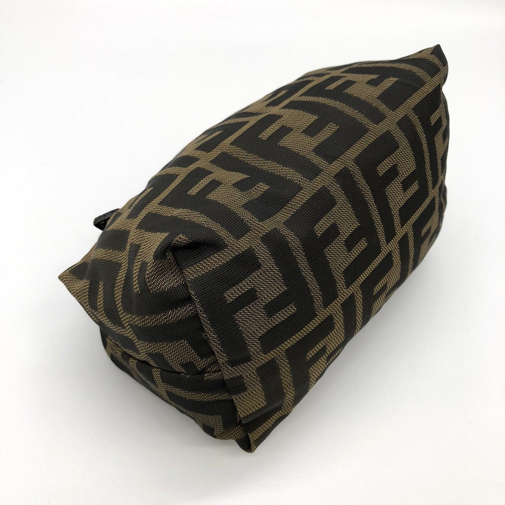 Fendi 2262226540009 Pouch Khaki Brown Nylon/Leather Zucca PRE-OWNED