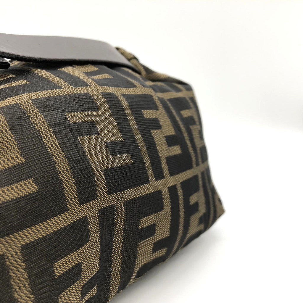 Fendi 2262226540009 Pouch Khaki Brown Nylon/Leather Zucca PRE-OWNED