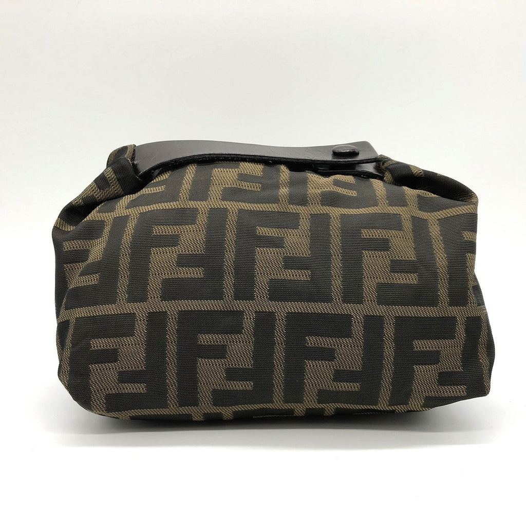 Fendi 2262226540009 Pouch Khaki Brown Nylon/Leather Zucca PRE-OWNED