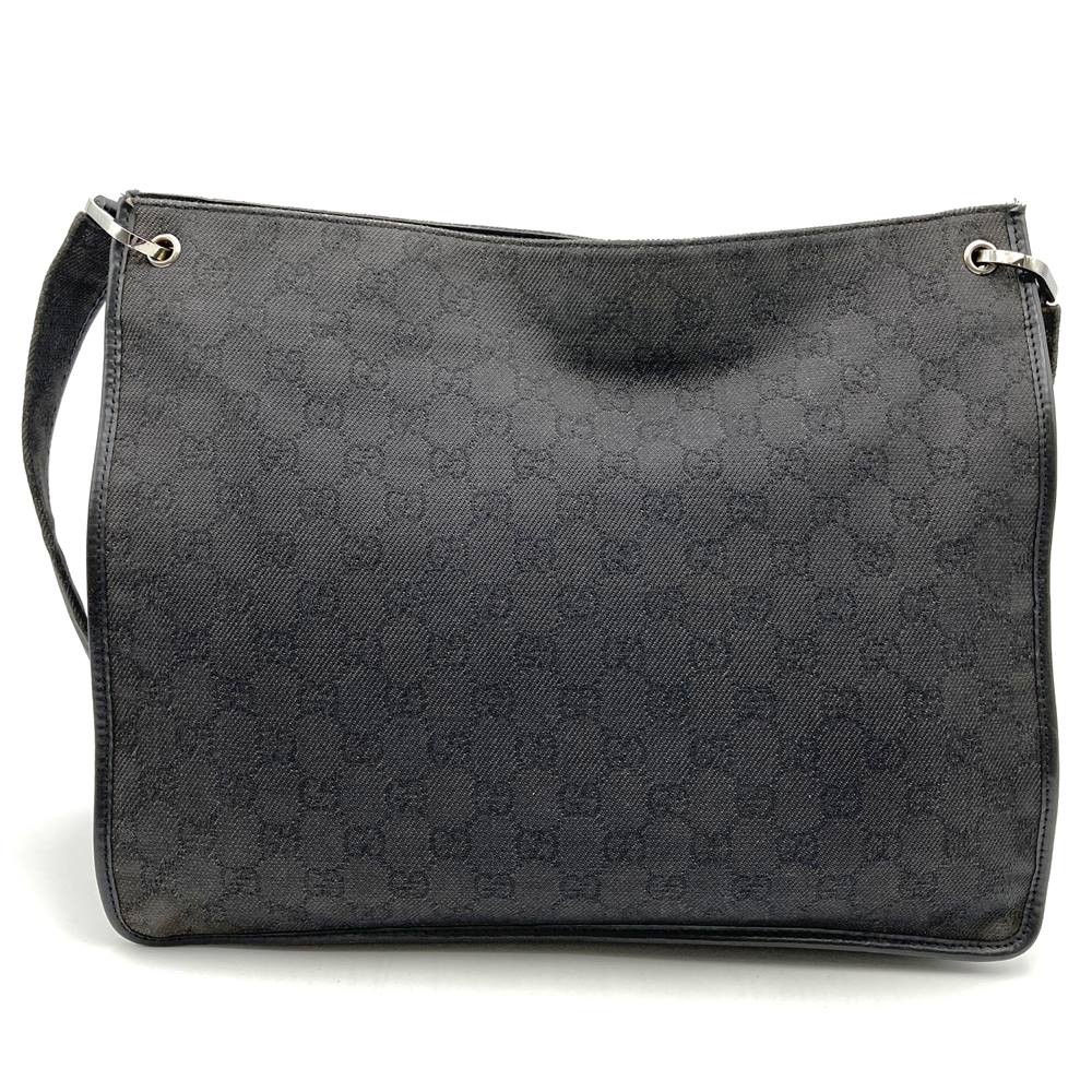 GUCCI 90656 Shoulder Bag, Denim/Leather, Black, Men's & Women's PRE-OWNED