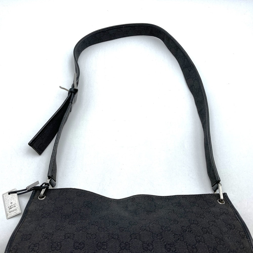 GUCCI 90656 Shoulder Bag, Denim/Leather, Black, Men's & Women's PRE-OWNED