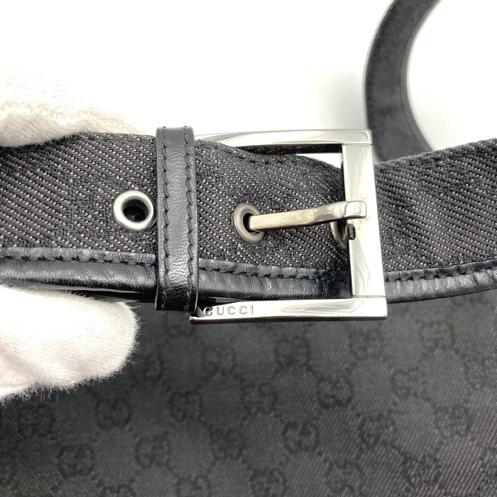 GUCCI 90656 Shoulder Bag, Denim/Leather, Black, Men's & Women's PRE-OWNED