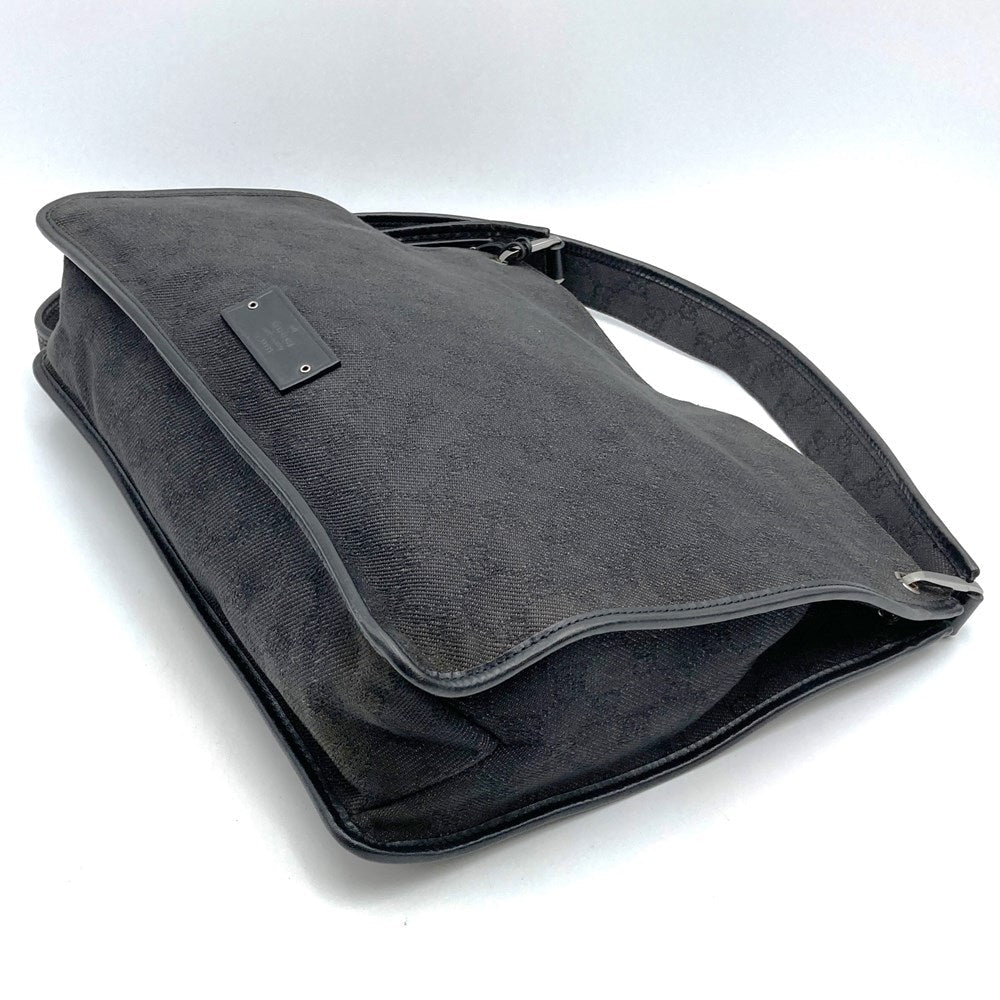 GUCCI 90656 Shoulder Bag, Denim/Leather, Black, Men's & Women's PRE-OWNED