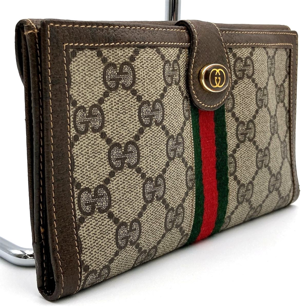Gucci Sherry Line Bi-fold Long Wallet GG Supreme Pre-owned