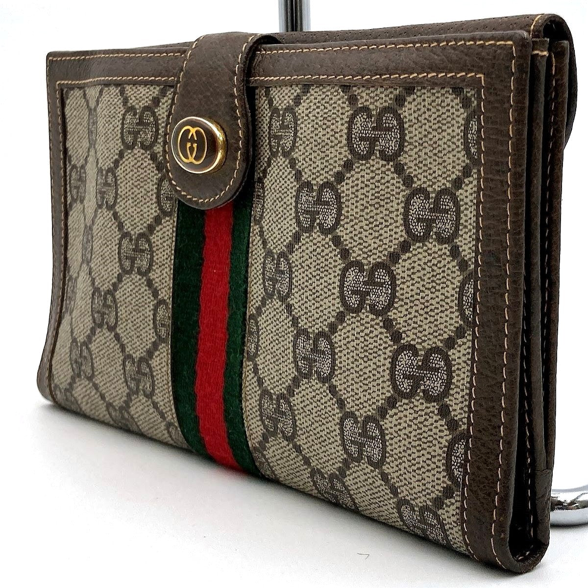 Gucci Sherry Line Bi-fold Long Wallet GG Supreme Pre-owned