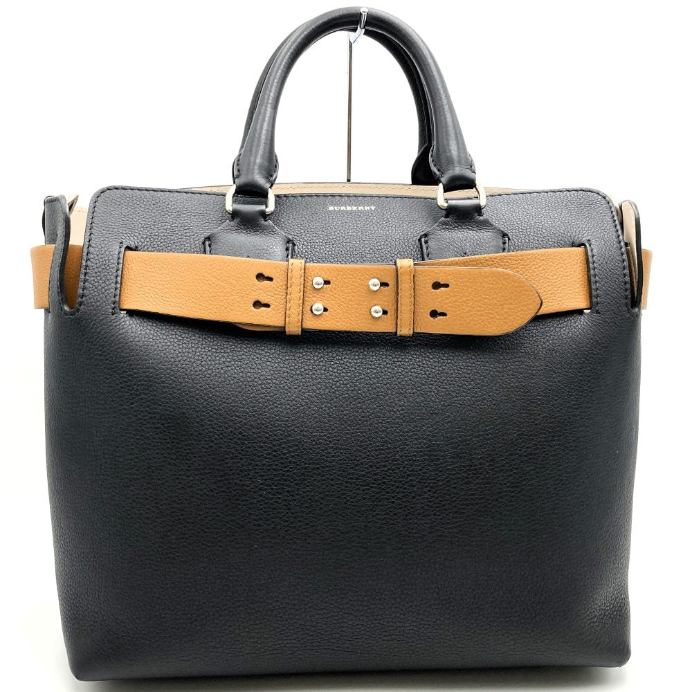 Burberry 2-Way Handbag/Tote Bag/Shoulder Bag Leather Black/Beige Pre-owned