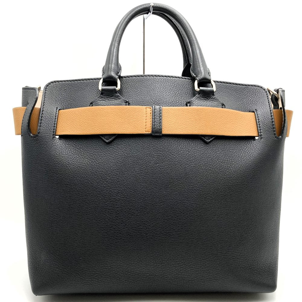 Burberry 2-Way Handbag/Tote Bag/Shoulder Bag Leather Black/Beige Pre-owned
