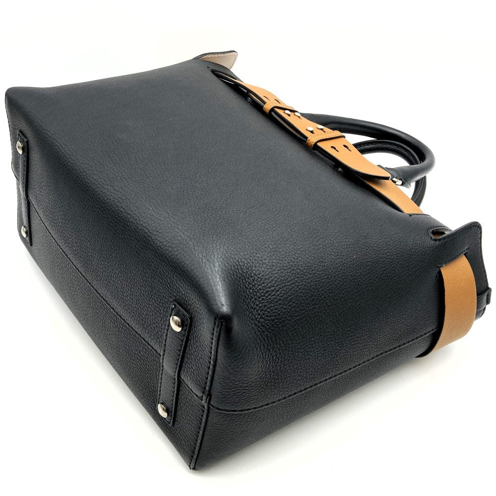 Burberry 2-Way Handbag/Tote Bag/Shoulder Bag Leather Black/Beige Pre-owned