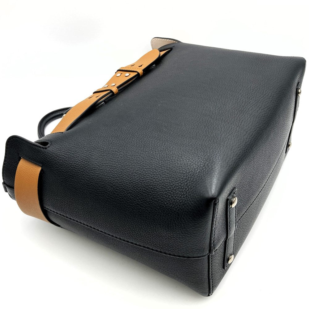 Burberry 2-Way Handbag/Tote Bag/Shoulder Bag Leather Black/Beige Pre-owned