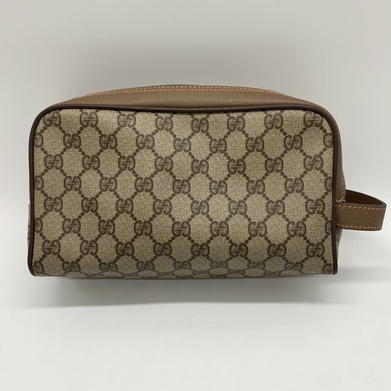 Gucci 014 58 Clutch Bag/Pouch GG Supreme PVC/Leather Brown Pre-owned