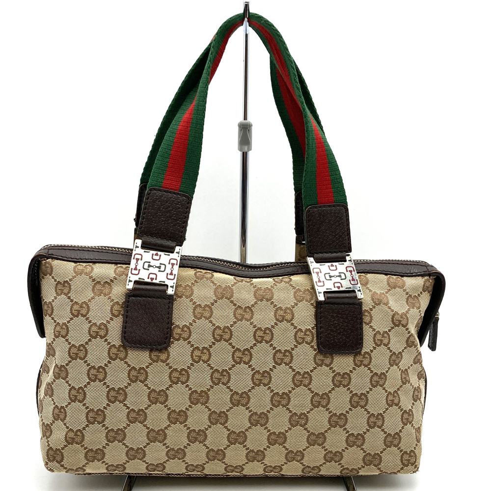 Gucci 145759 Sherry Line Handbag GG Canvas Brown Pre-owned
