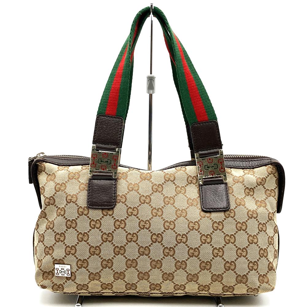 Gucci 145759 Sherry Line Handbag GG Canvas Brown Pre-owned