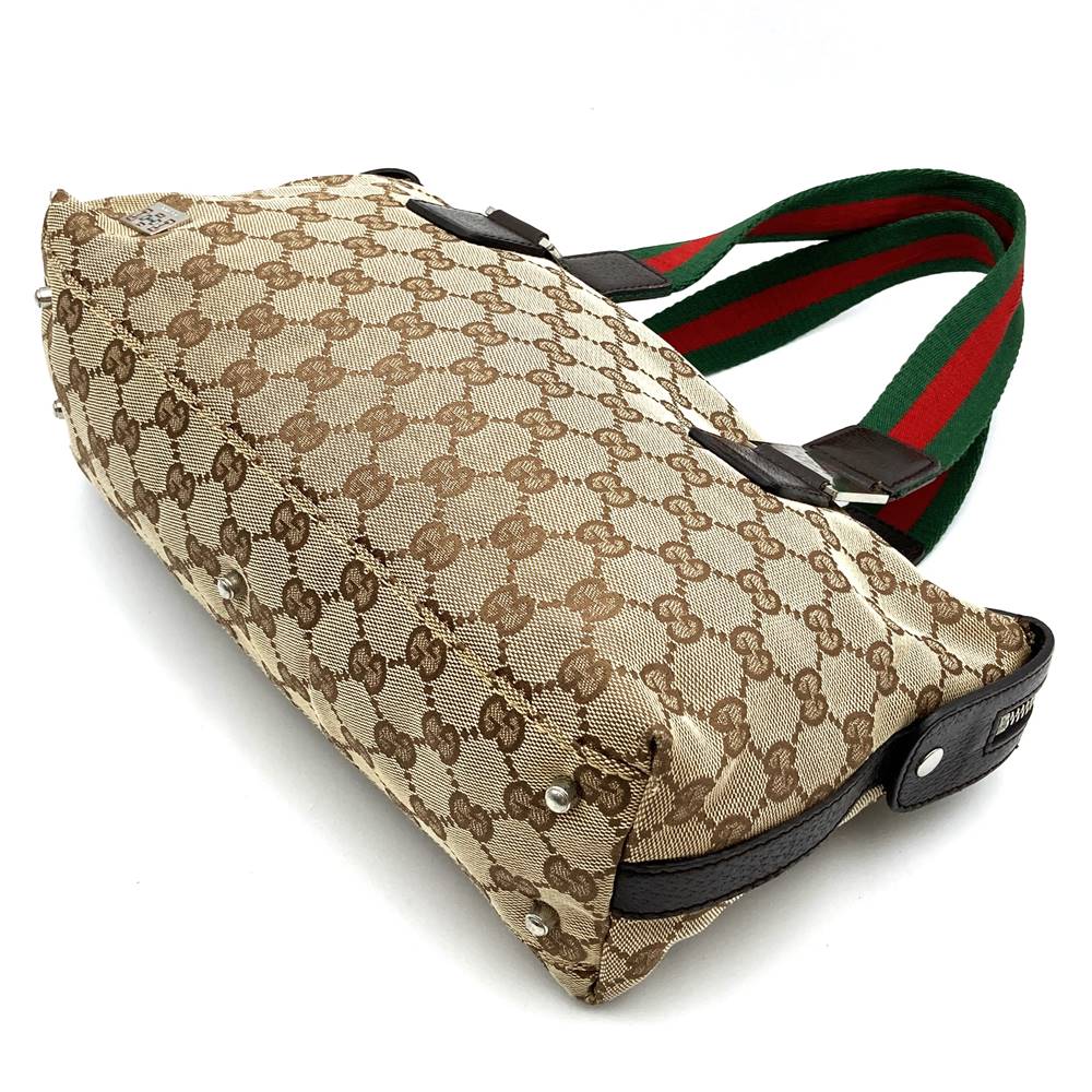 Gucci 145759 Sherry Line Handbag GG Canvas Brown Pre-owned