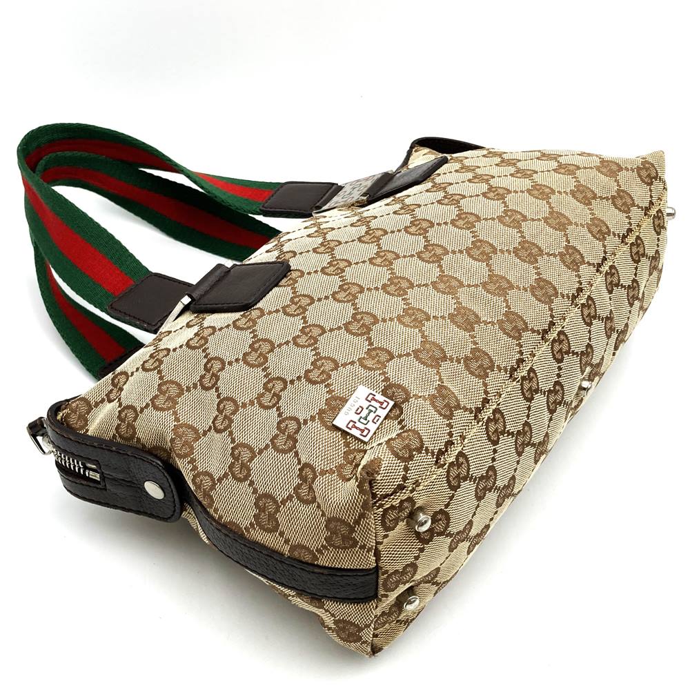 Gucci 145759 Sherry Line Handbag GG Canvas Brown Pre-owned