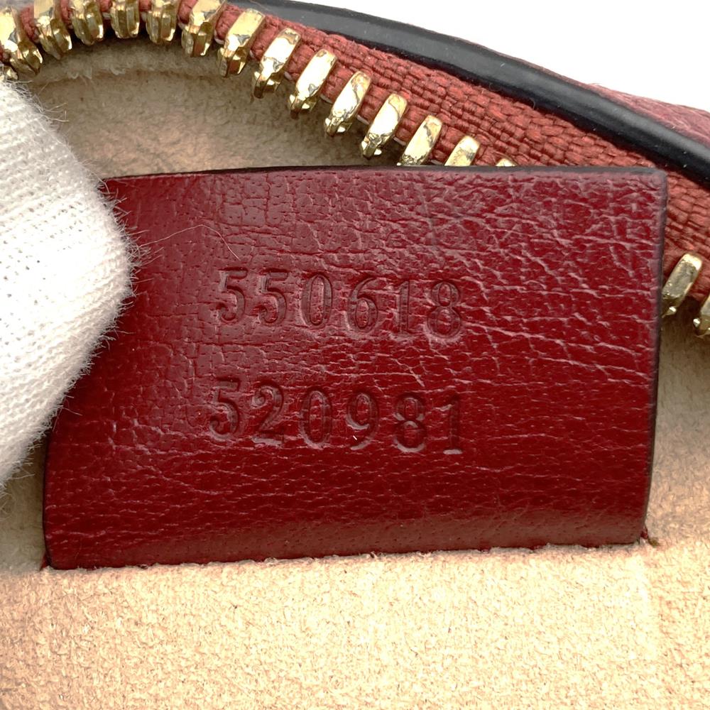 Gucci 550618 GG Marmont Ophidia Mini Round Shoulder Bag Suede/Leather Red/Navy Pre-owned