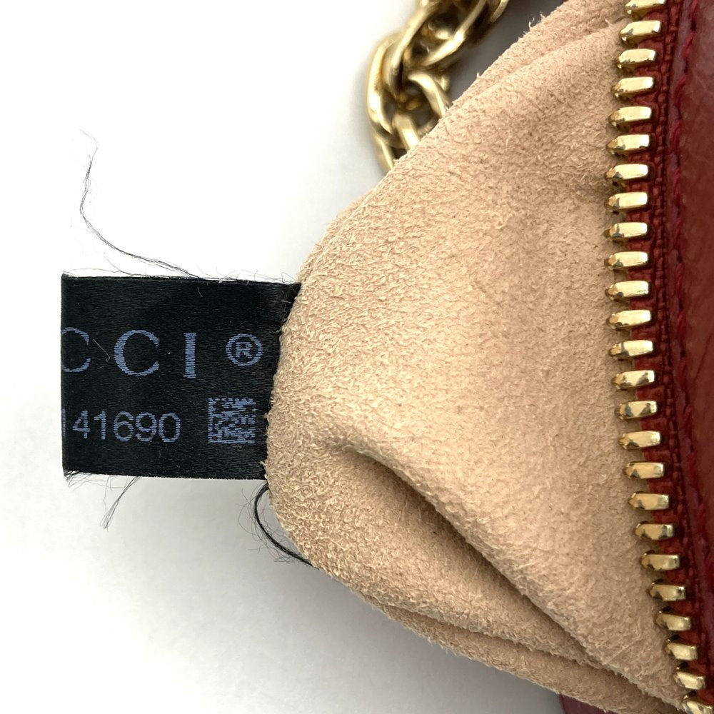 Gucci 550618 GG Marmont Ophidia Mini Round Shoulder Bag Suede/Leather Red/Navy Pre-owned