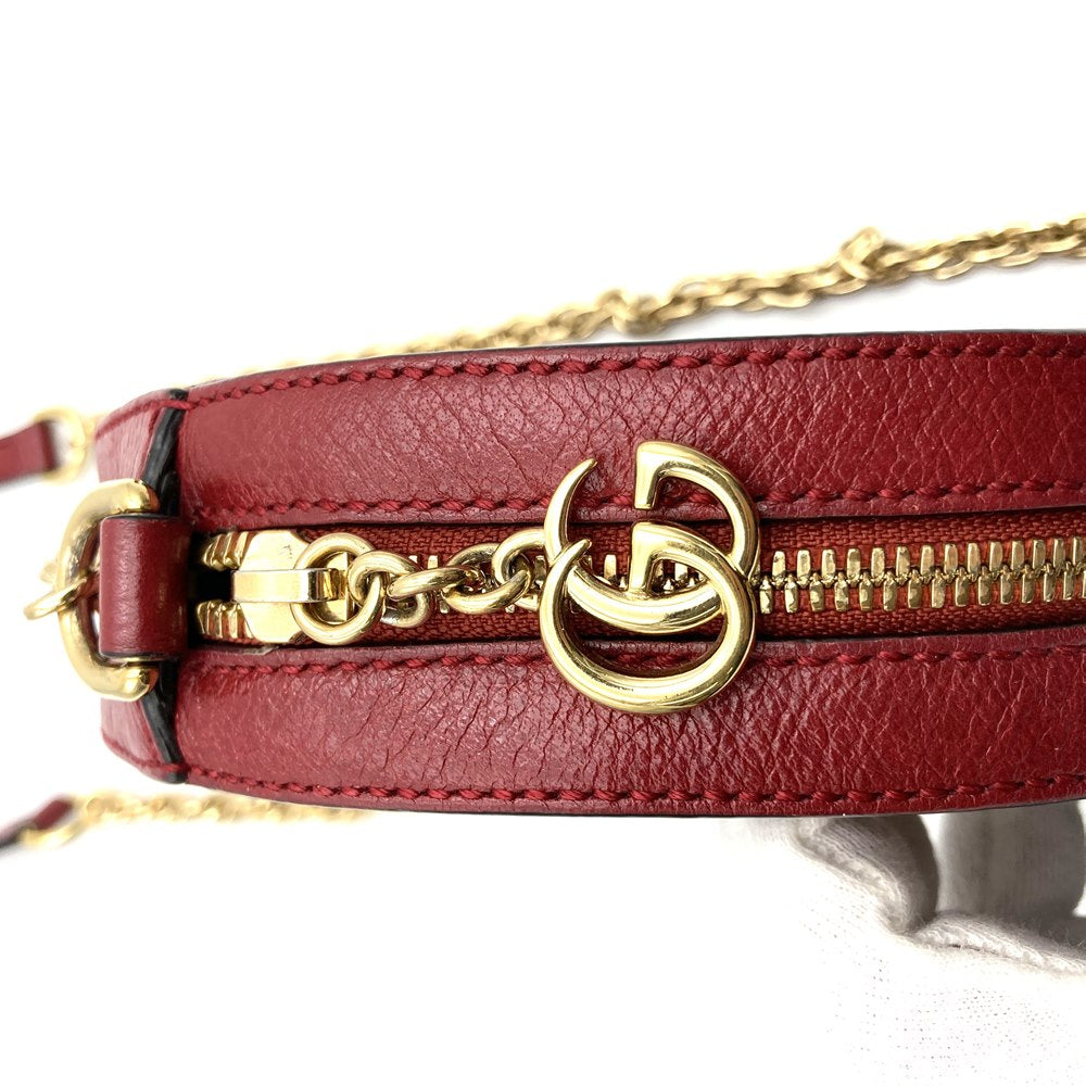 Gucci 550618 GG Marmont Ophidia Mini Round Shoulder Bag Suede/Leather Red/Navy Pre-owned