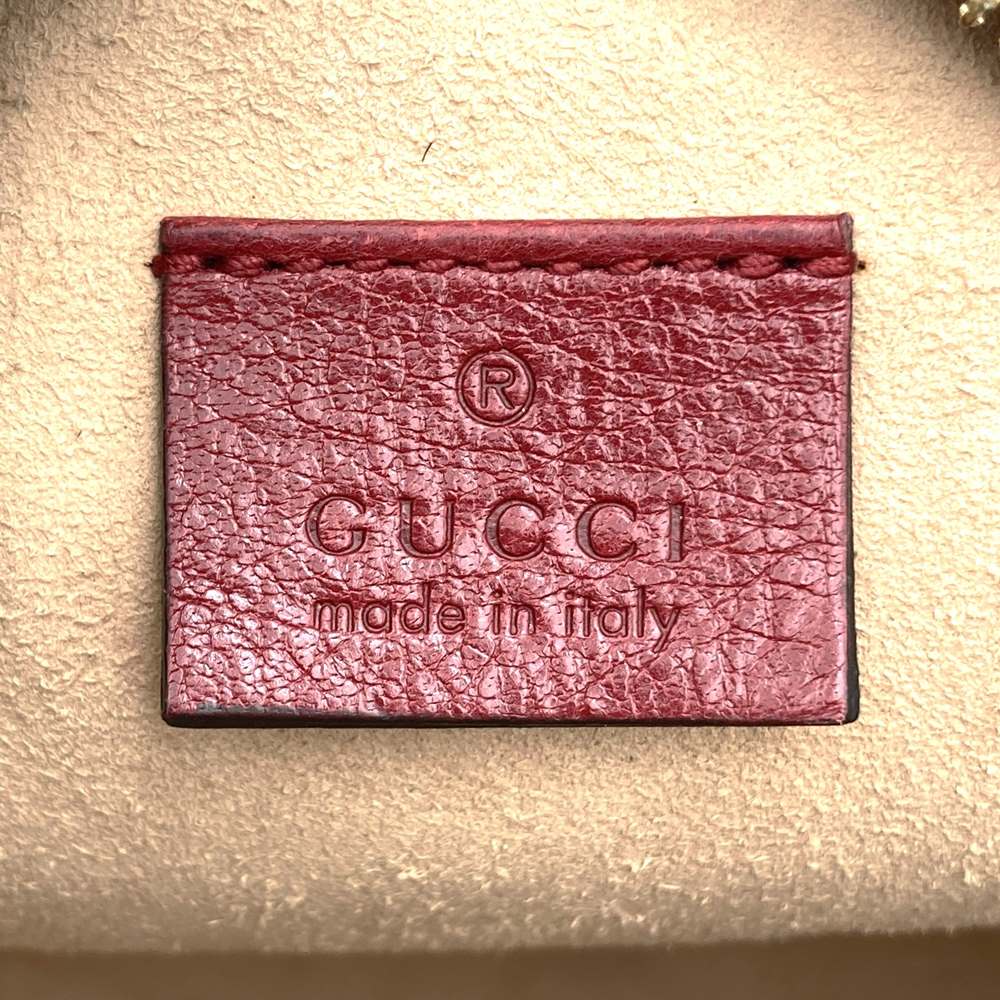Gucci 550618 GG Marmont Ophidia Mini Round Shoulder Bag Suede/Leather Red/Navy Pre-owned