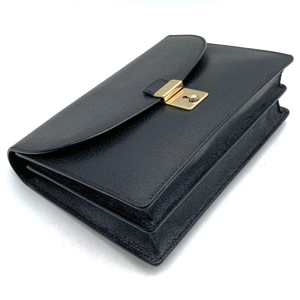 GUCCI Second Bag Clutch Pouch Leather Black Vintage Women's Men's PRE-OWNED