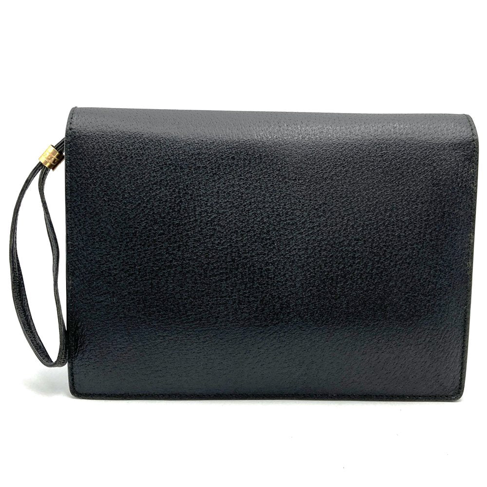 GUCCI Second Bag Clutch Pouch Leather Black Vintage Women's Men's PRE-OWNED