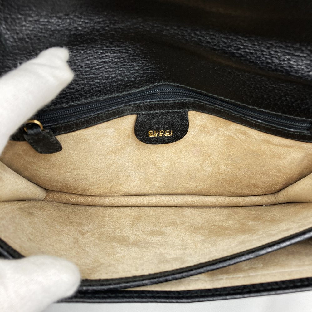 GUCCI Second Bag Clutch Pouch Leather Black Vintage Women's Men's PRE-OWNED
