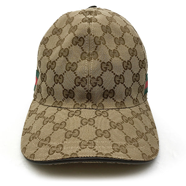 Gucci 200035 Sherry Line Baseball Cap GG Canvas Brown Pre-owned