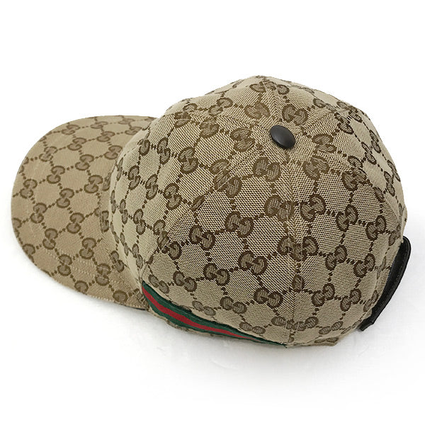 Gucci 200035 Sherry Line Baseball Cap GG Canvas Brown Pre-owned