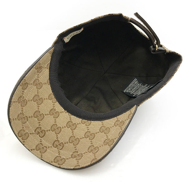 Gucci 200035 Sherry Line Baseball Cap GG Canvas Brown Pre-owned