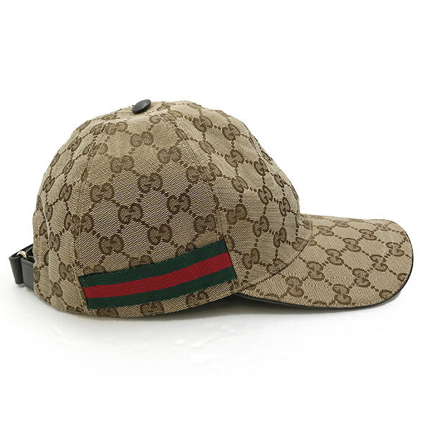 Gucci 200035 Sherry Line Baseball Cap GG Canvas Brown Pre-owned