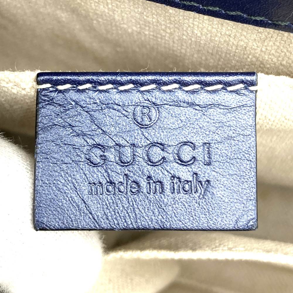 Gucci 295402 GG Horsebit Shoulder Bag Patent Enamel Navy Pre-owned