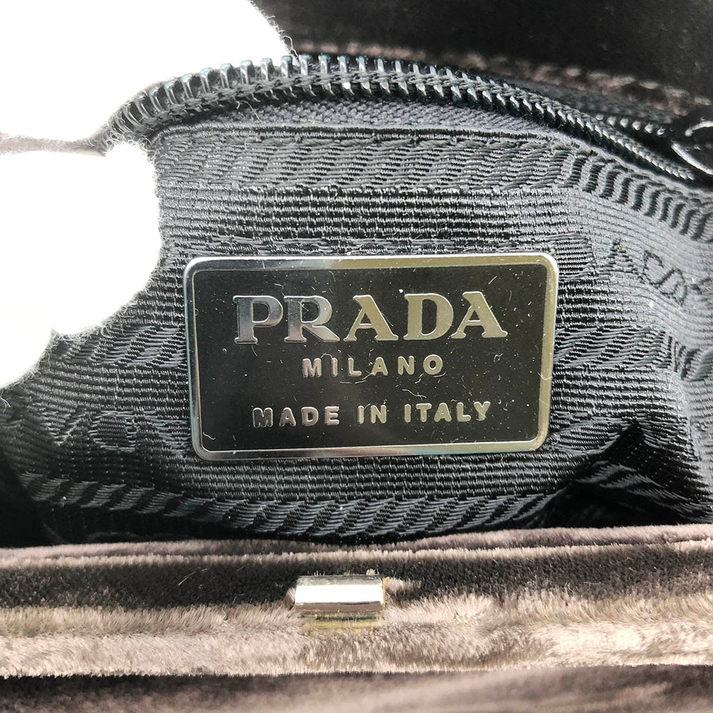 Prada Handbag Velour Brown Pre-owned