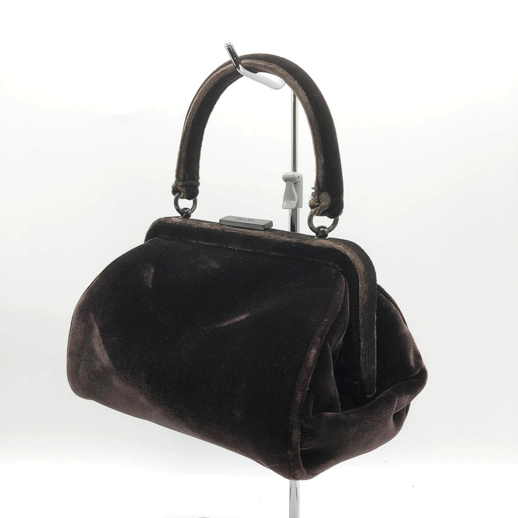 Prada Handbag Velour Brown Pre-owned